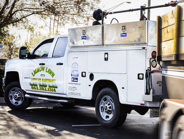 A LaGrow Lawn and Landscape Maintenance Truck